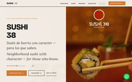 Sitio web restaurante Sushi 38 — CostaCode