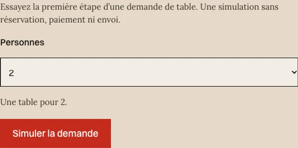 Une demande de table simple.