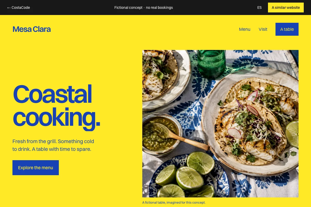 Preview of the fictional Mesa Clara website