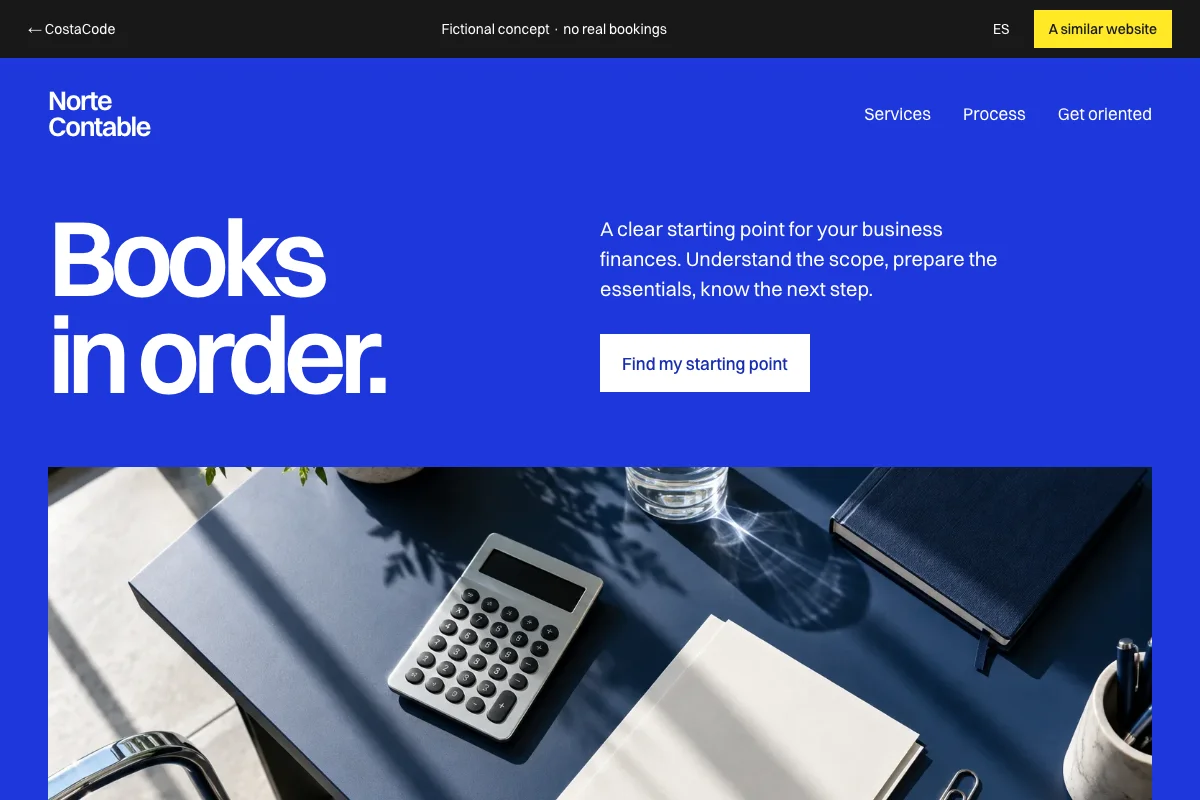 Preview of the fictional Norte Contable website
