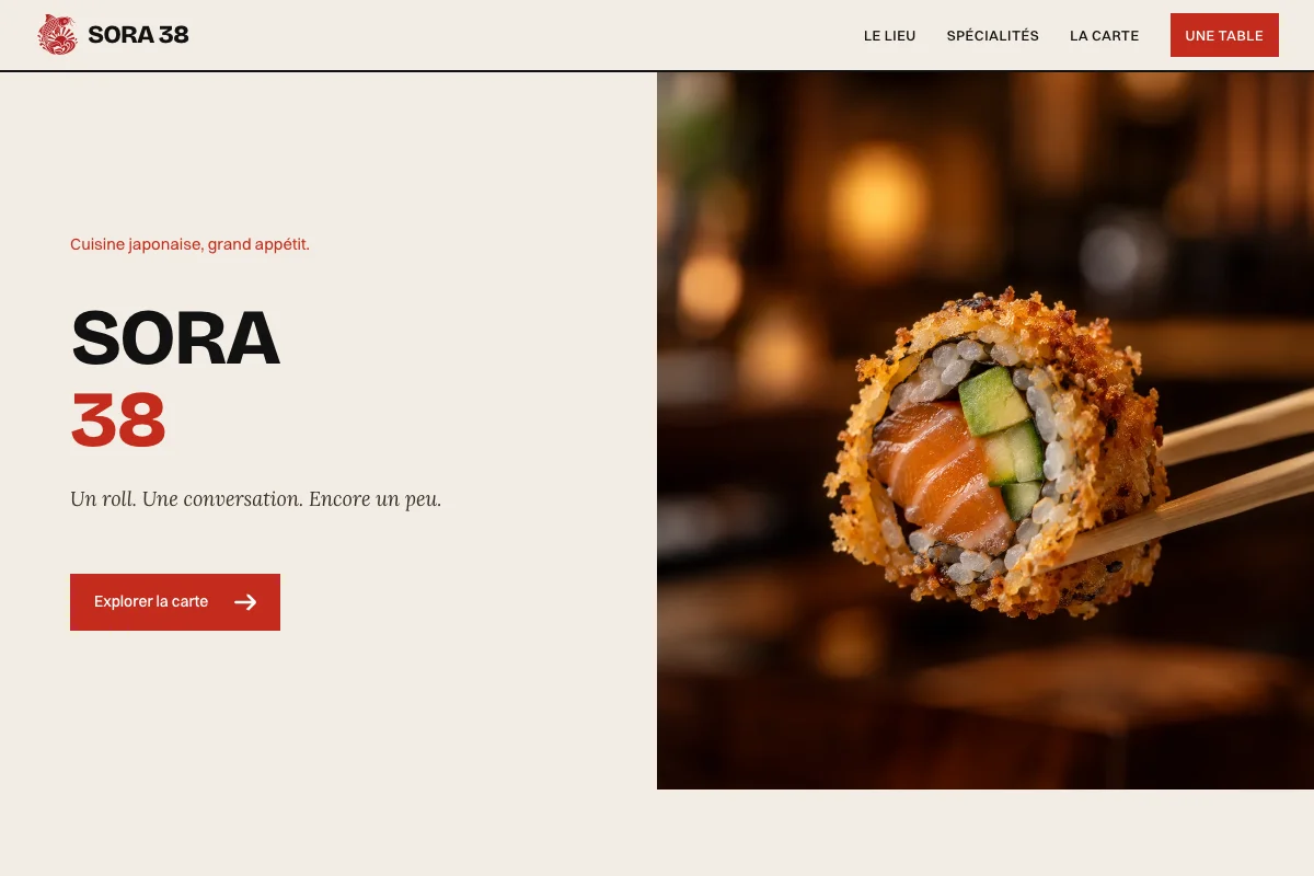 Aperçu du site fictif Sora38
